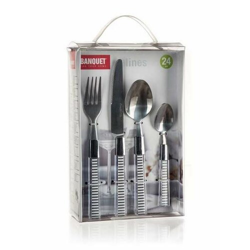 Banquet LINES rozsdamentes acél evőeszközkészlet műanyag nyéllel, 24 db termék 2. képe