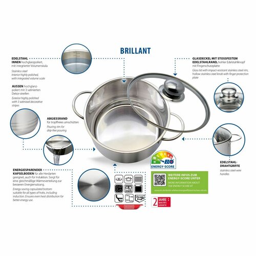 Elo 22905 Basic Набір з 4 каструль з нержавіючої сталі Brillant