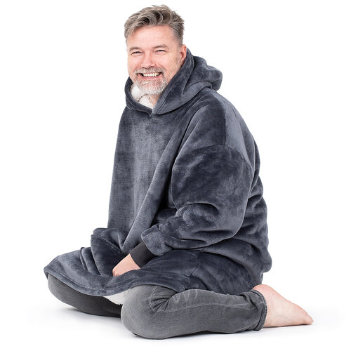 4Home Sweatshirt Mikroplüsch in Lammfelloptik Anthrazit, unisex L - Herren