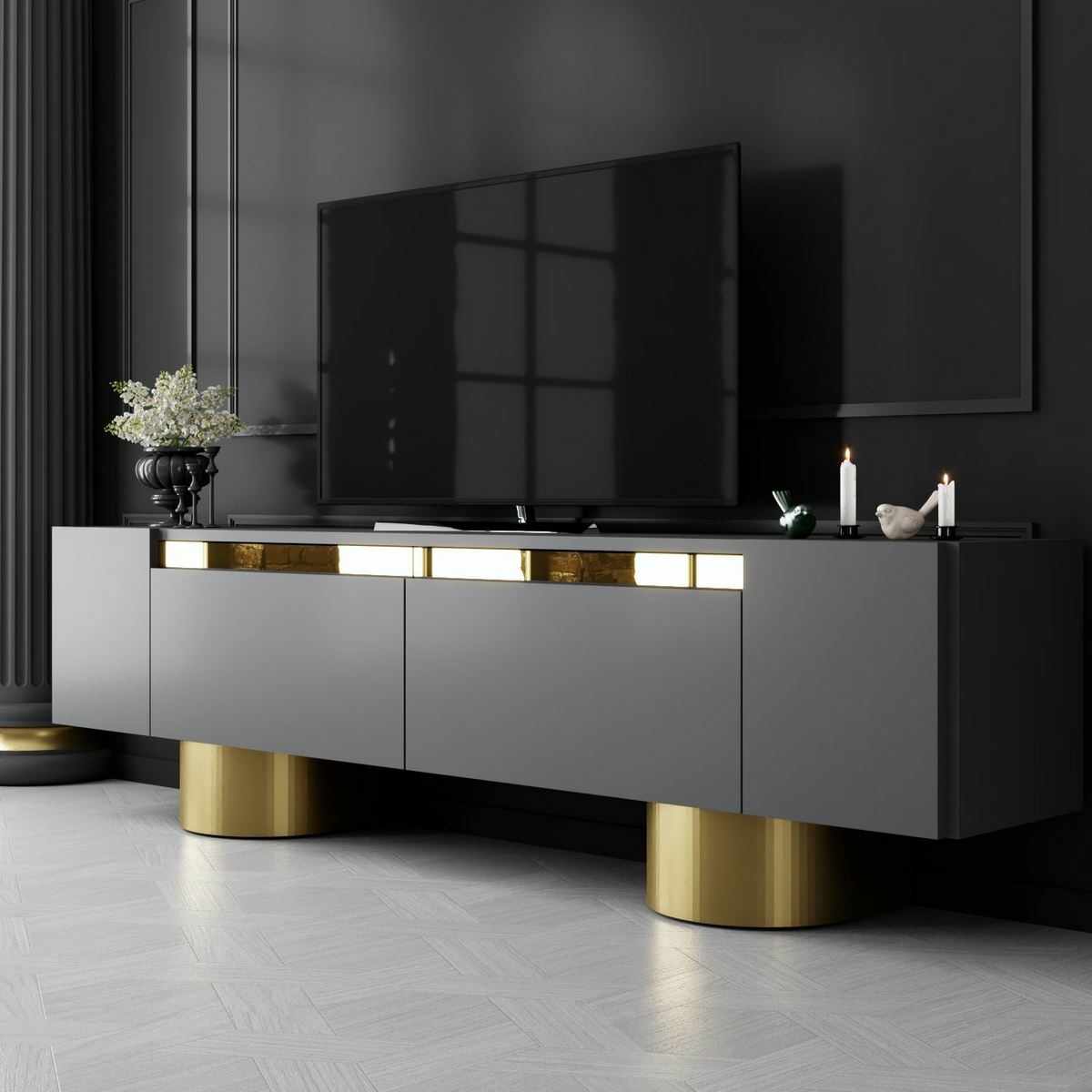 Televízny stolík Bohom Anthracite and Gold
