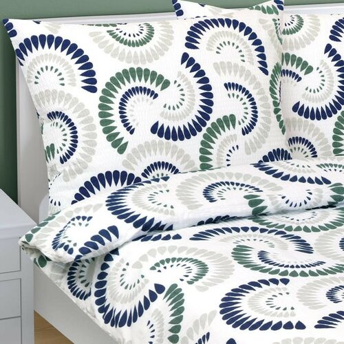 Bellatex Krep posteljnina Kapka modra, zelena, 140x 200 cm, 70 x 90 cm