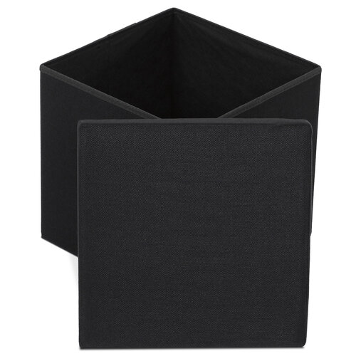 Polsterhocker mit Stauraum, schwarz, 38 x 38 x 38 cm