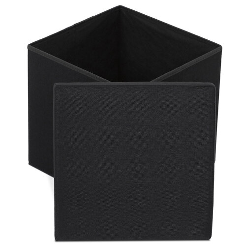 Taburet s úložným priestorom, čierna, 38 x 38 x 38 cm