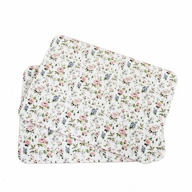 Set de 2 șervețele de masă din plută, cu model detrandafiri, 29 x 21 cm