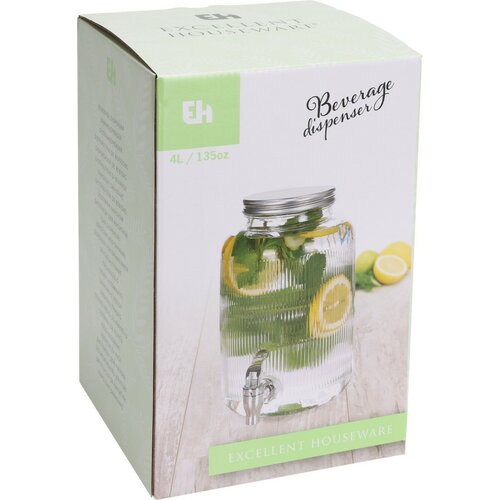 EH Getränkespender aus Glas mit Zapfhahn 4 l