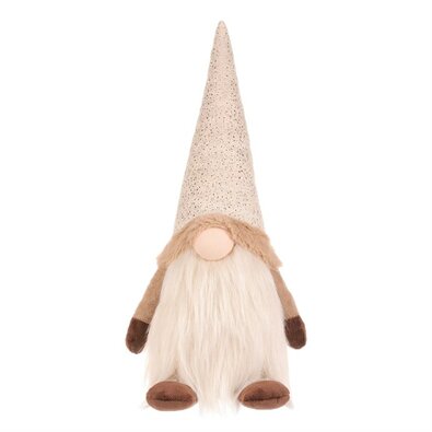 Vianočná dekorácia Škriatok stojaci, v. 32 cm, béžová/hnedá