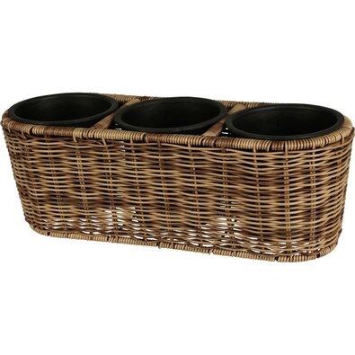 Polyratan obal na truhlík se 3 květináči Lierre,43 x 16 x 15 cm