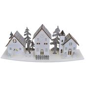 Decorațiune LED din lemn Trei case , 44 x 15,8x 13,5 cm