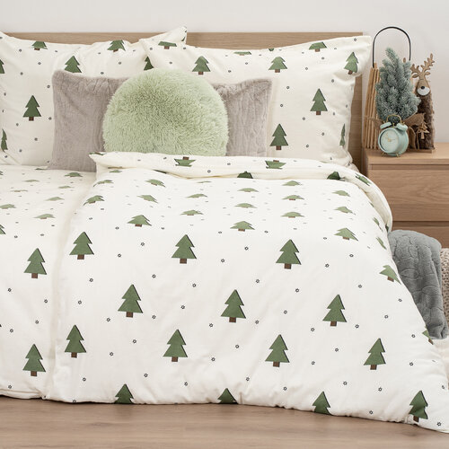 Lenjerie de pat din flanel 4Home Little Trees, 140 x 200 cm, 70 x 90 cm