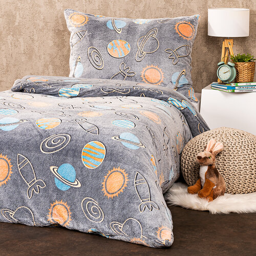 Lenjerie de pat luminoasă din microflanel4Home Planetarium, 140 x 200 cm, 70 x 90 cm