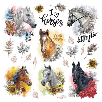 Самоклеюча прикраса Horses, 30 х 30 см