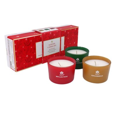 Arome Set di sveč profumate 85 g, 3 pz, Mulledwine , Jabolko in cimet, Medenjaki
