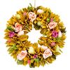 Coroană de primăvară din așchii de lemn cu floride trandafiri, 30 cm