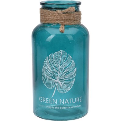 Wazon szklany Green nature niebieski, 8 x 13 cm