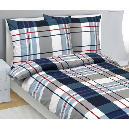 Bellatex Lenjerie de pat din bumbac Kostkaalbastru, gri, 140 x 200 cm, 70 x 90 cm