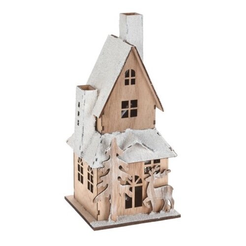 LED-Holzhaus Christmas house Braun, 9 x 20,5 x 9 cm