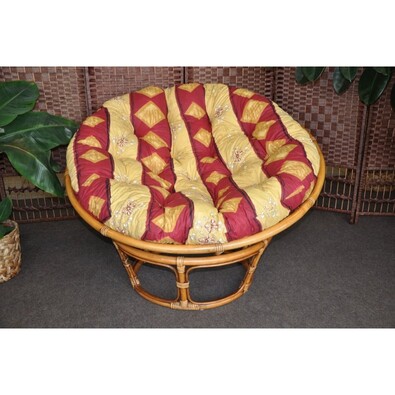 Rattanowy fotel papasan, beżowo-czerwonybordó - béžová