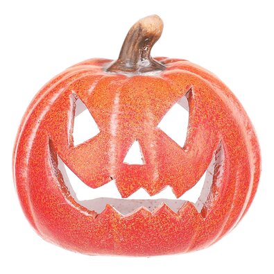 Свічник Гарбуз з обличчям малий, помаранчевий, кераміка, діаметр 10 см