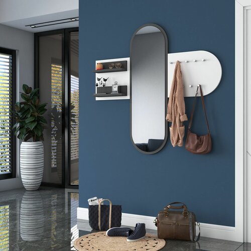 Nástěnný věšák se zrcadlem Pomi White