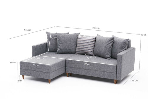 Narożna sofa rozkładana Aydam Left Grey