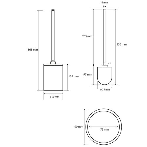 Perie de toaletă Sapho XR306W X-Round White , alb