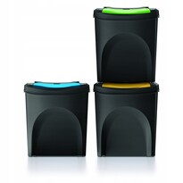 Sortibox szelektív hulladékgyűjtő 25 L, 3 db, fekete