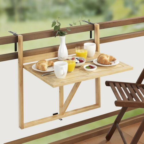 Wenko Závesný balkónový stolík z bambusu Waikiki, 64 x  44 x 65 cm