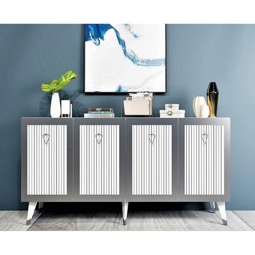 Schrank Bare White and Silver