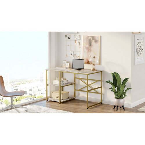 Schreibtisch Vilge White Marble and Gold