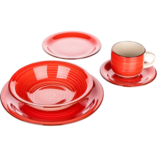 Banquet 30-częściowy zestaw jadalny Spiral  Red