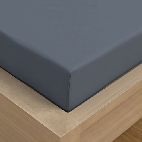 Kvalitex Satin foaie cu elastic gri închis, 90 x 200 cm