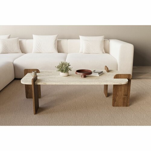 Stolik konferencyjny Asha Grand – Travertine, Walnut