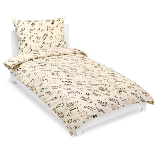 Bellatex Baumwollbettwäsche Zweig Beige, 140 x 200 cm, 70 x 90 cm