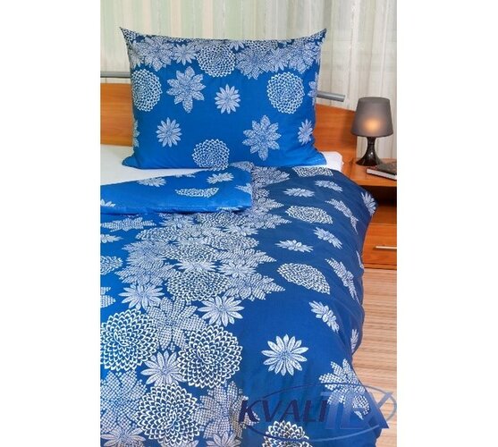 Bavlnené obliečky Vločky na modrom, 140 x 220 cm, 70 x 90 cm