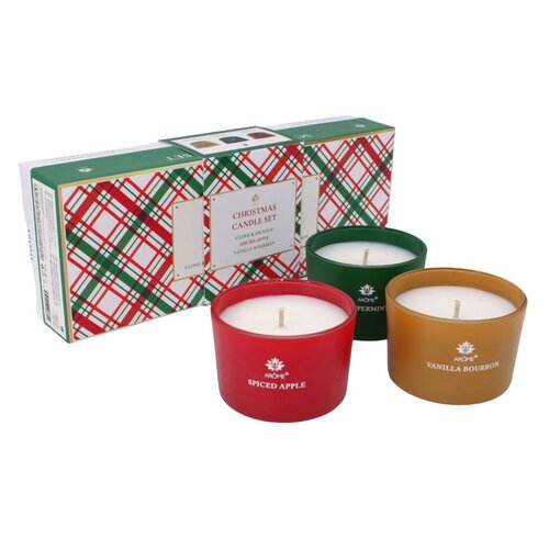 Arome Set di sveč profumate 85 g, 3 ks, Jabolko skorením, Meta vanilija, Vanilija bourbon