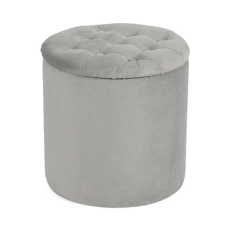 Taburet s úložným prostorem SOFT Button, šedá