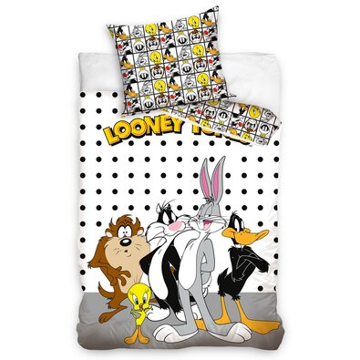 Lenjerie de pat din bumbac pentru copii Prietenii Looney Tunes, 140 x 200 cm, 70 x 90 cm
