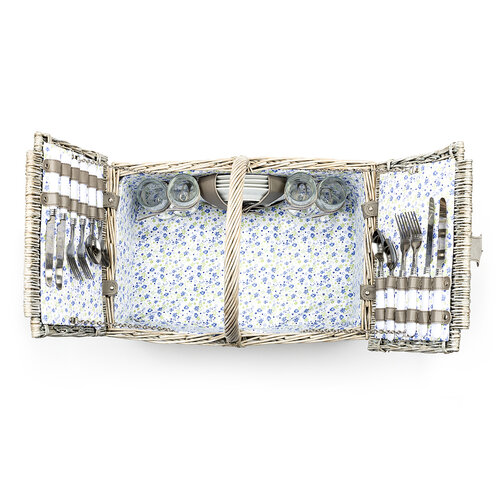 Kosz piknikowy z wyposażeniem dla 4 osób szary