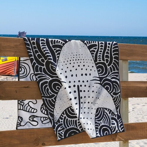 DecoKing Plażowy ręcznik kąpielowy Rekin, 90 x 180 cm