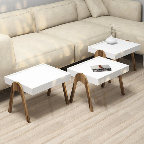 Skladací stôl Roma White, 3 ks