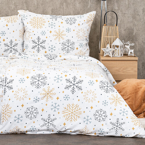 4Home Pościel flanelowa Frosty snowflakes, 140 x 220 cm, 70 x 90 cm
