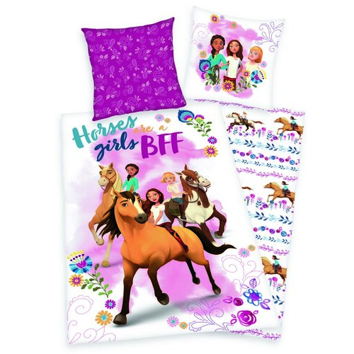 Lenjerie de pat din bumbac pentru copii Spirit Horses girls, 140 x 200 cm, 70 x 90 cm
