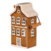 Suport de lumânare Casa cu mâner, maro, ceramică, 13 x 10 x 37 cm