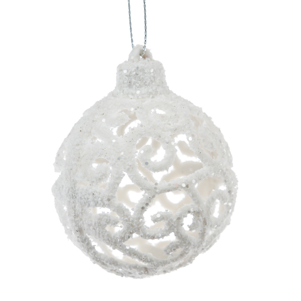 Decorație de Crăciun Carlita Glob alb, 7 cm,plastic