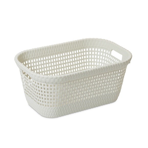 Ratanový koš na prádlo 45 l, bílá (slonová kost)