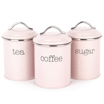 Komplet pojemników do kawy, herbaty i cukr, różowego