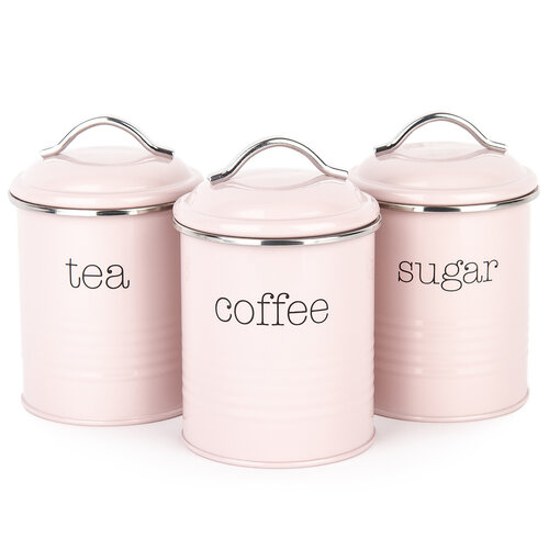 Set doze cafea, ceai  și zahăr, roz