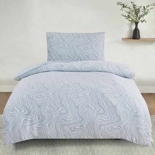 Jacquard-Bettwäsche Colorado blau, 140 x 200 cm, 70 x 90 cm