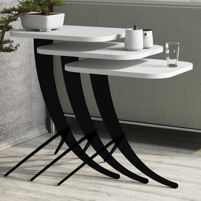 Beistelltisch Pion White, 3 Stück