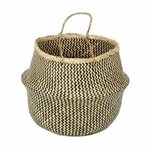 Compactor Belly kötött tengeri fűből készült tárolókosár, 45 x 36 cm, fekete